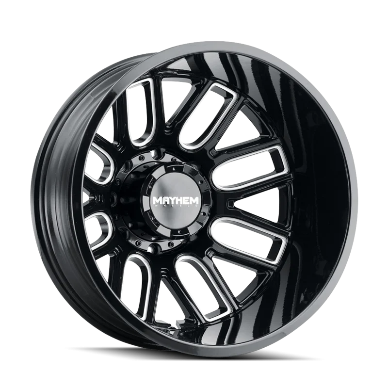 Mayhem 8107D Cogent Dually 20x8.25/8x165.1 BP/-232mm Offset/121.3mm Hub Black w/ Milled Spokes Wheel